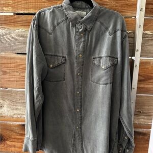 Washed Gray Western Button-Up Shirt